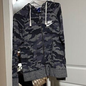 Nike Gray and Black Camo Hoodie